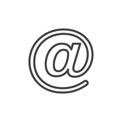 At sign line icon, outline vector sign, linear style pictogram isolated on white. Email symbol, logo illustration. Editable stroke. Pixel perfect graphics
