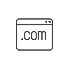 Website, web address line icon, outline vector sign, linear style pictogram isolated on white. Dot com symbol, logo illustration. Editable stroke. Pixel perfect graphics
