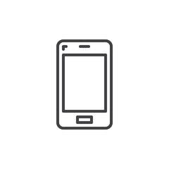Mobile phone line icon, outline vector sign, linear style pictogram isolated on white. Smartphone symbol, logo illustration. Editable stroke. Pixel perfect graphics