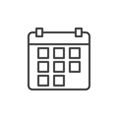 Calendar line icon, outline vector sign, linear style pictogram isolated on white. Symbol, logo illustration. Editable stroke. Pixel perfect graphics