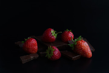 Berry strawberry on chocolate