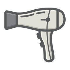 Hair dryer colorful line icon, household and appliance, vector graphics, a filled pattern on a white background, eps 10.
