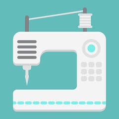 Sewing machine flat icon, household and appliance, vector graphics, a colorful solid pattern on a white background, eps 10.