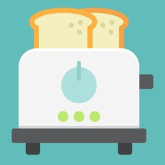 Toaster flat icon, kitchen and appliance, vector graphics, a colorful solid pattern on a white background, eps 10.