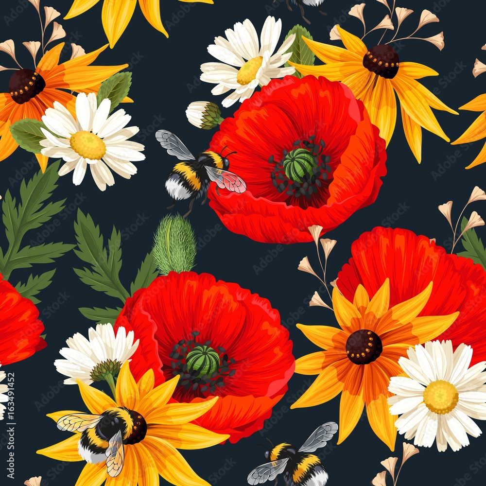 Sticker Meadow flowers seamless