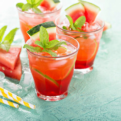 Refreshing summer drink with watermelon