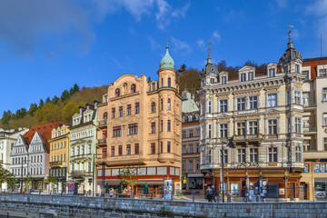 Obraz na płótnie Canvas embankment of Tepla river, Karlovy Vary, Czech republic