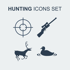Hunting icons set. Vector illustration