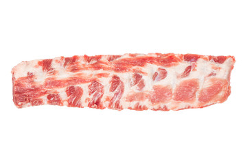 Raw pork ribs isolated on white background closeup