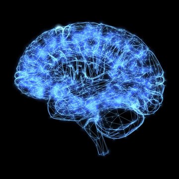 Illustration of human brain against black background