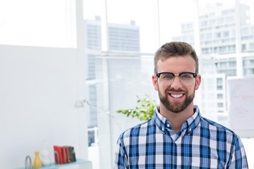 Smiling male executive standing in office