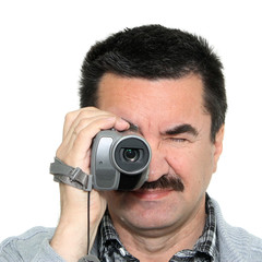 Portrait of a man with a video camera