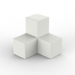 3d illustration of blank  boxes isolated on white background with reflection