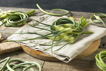 Raw Green Organic Garlic Scapes