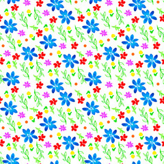 Fototapeta na wymiar Watercolor floral seamless pattern