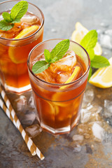 Traditional iced tea with lemon