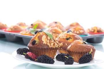 sweet muffins with berries inside