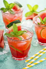 Refreshing summer drink with watermelon