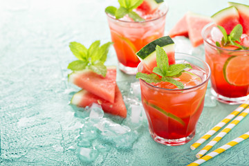 Refreshing summer drink with watermelon