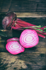 Fresh red beet sliced