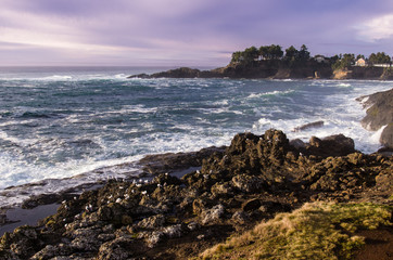 Waves ashore on a rocky coast