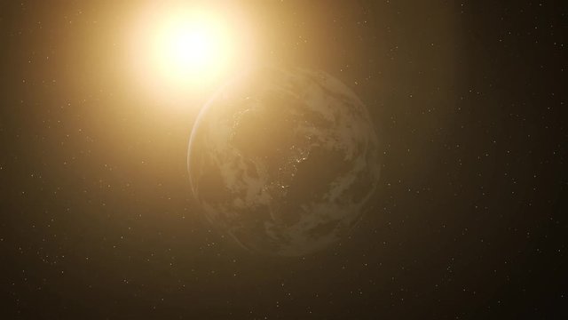 Realistic Earth Day to Night Transition on South America