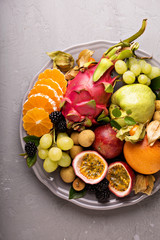 Exotic fruits on a tray