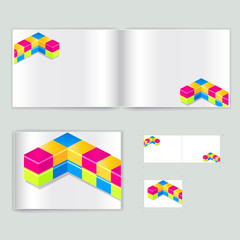 Corporate booklet promotion template with color elements. Vector company brichure business style for advertising, report or guideline. Stationery template with abstract pattern theme illustration.