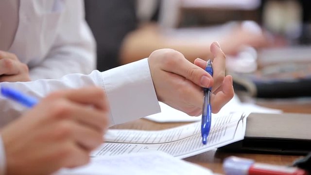 High school teenage students at the desk
