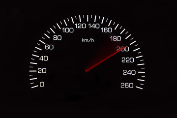 Odometer of car with black background