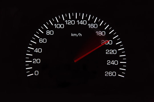 Odometer of car with black background