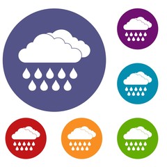 Cloud and rain icons set