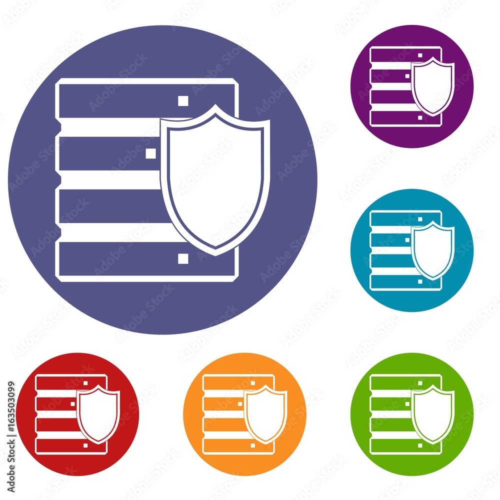 Poster Database with shield icons set