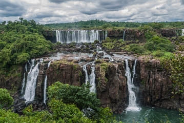 Iguazu falls in a cloudy day