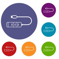 USB adapter connectors icons set