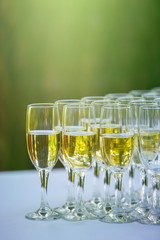 Glasses with champagne on the table