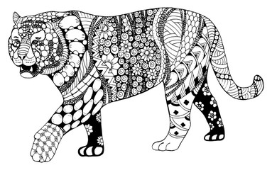 Tiger chinese zodiac sign zentangle stylized, vector, illustration, pattern, freehand pencil, hand drawn. Ornate.