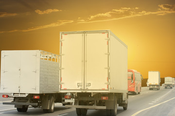 The truck on asphalt road