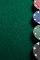 Close-up of casino chips