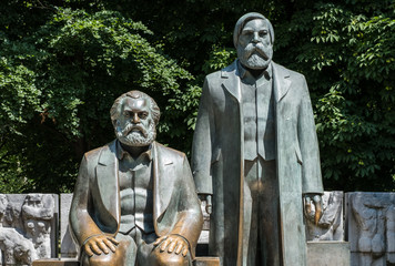 Sculpture of Karl Marx and Friedrich Engels near Alexanderplatz in Berlin