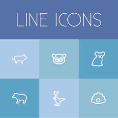 Naklejka na ściany i meble Set Of 6 Editable Animal Icons. Includes Symbols Such As Bear, Pig, Kangaroo And More. Can Be Used For Web, Mobile, UI And Infographic Design.