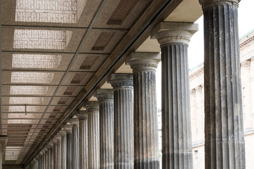 historic architecture, columns at the old national gallery in Berlin