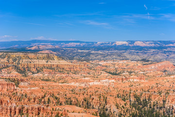 Scenic view of red sandstone hoodoos in Bryce Canyon National Park in Utah, USA - View of Inspiration Point