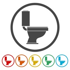 Toilet bowl illustration icons set