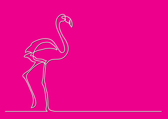single line drawing of walking flamingo