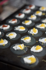 Thai crispy pancake,Charcoal flour,selective focus.