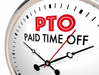 PTO Paid Time Off Clock Vacation Hours Leave 3d Illustration