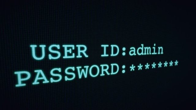 Computer user typing user ID and password on computer webpage or network.