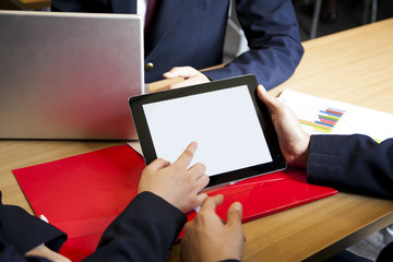 Hand of people working analysis with tablet technology