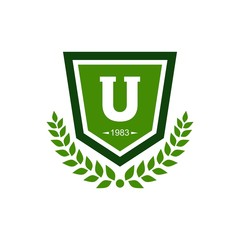 Letter U for University campus logo design template